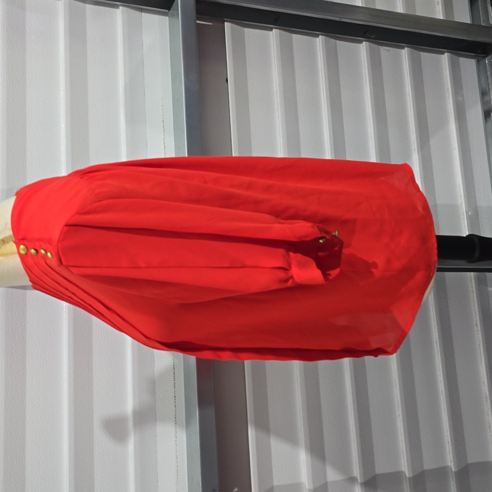 Elegant Redish‎ Orange Blouse with Gold Button Detail Size 14 - Picture 7 of 13
